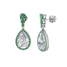 Nil Damlası Küpe - Swarovski ve kök zümrüt 925 ayar gümüş küpe #1c8su1u