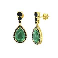 Nil Damlası Küpe - Kök zümrüt ve siyah zirkon 925 ayar altın kaplama gümüş küpe #1ciivef