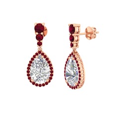 Swarovski ve kök yakut 14 ayar rose altın küpe