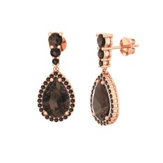 Nil Damlası Küpe - Dumanlı kuvars 8 ayar rose altın küpe #1dc8wmd