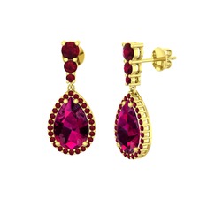 Nil Damlası Küpe - Rodolit garnet ve kök yakut 8 ayar altın küpe #1df9xpd