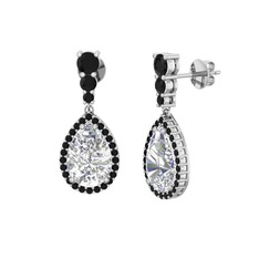 Swarovski ve siyah zirkon 8 ayar beyaz altın küpe