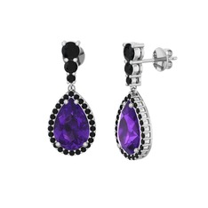 Nil Damlası Küpe - Ametist ve siyah zirkon 925 ayar gümüş küpe #1f85twk