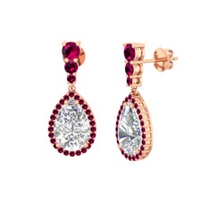 Swarovski ve rodolit garnet 925 ayar rose altın kaplama gümüş küpe