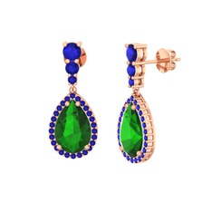 Nil Damlası Küpe - Yeşil kuvars ve lab safir 18 ayar rose altın küpe #1ifoowi