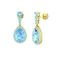 Nil Damlası Küpe - Akuamarin 18 ayar altın küpe #1iikz6g