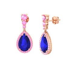 Nil Damlası Küpe - Lab safir ve pembe kuvars 8 ayar rose altın küpe #1isozyk