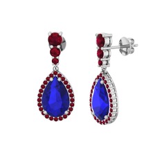 Nil Damlası Küpe - Lab safir ve kök yakut 8 ayar beyaz altın küpe #1l9ewob