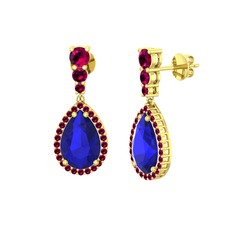 Lab safir ve rodolit garnet 18 ayar altın küpe