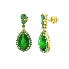 Nil Damlası Küpe - Yeşil kuvars ve kök zümrüt 925 ayar altın kaplama gümüş küpe #1ouqz6x