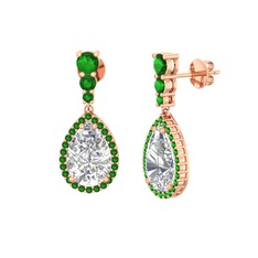 Nil Damlası Küpe - Swarovski ve yeşil kuvars 14 ayar rose altın küpe #1rpu4l1