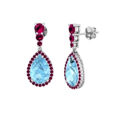 Nil Damlası Küpe - Akuamarin ve rodolit garnet 8 ayar beyaz altın küpe #1tor1bs