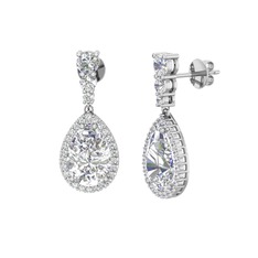 Nil Damlası Küpe - Swarovski ve beyaz zirkon 18 ayar beyaz altın küpe #1ufnutj