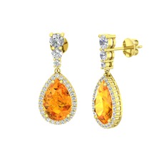 Sitrin ve swarovski 18 ayar altın küpe