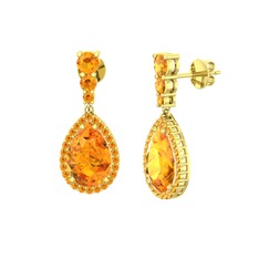 Nil Damlası Küpe - Sitrin 18 ayar altın küpe #3z81xt