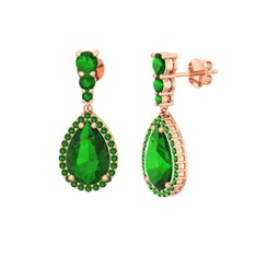 Yeşil kuvars 925 ayar rose altın kaplama gümüş küpe