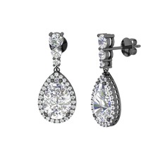 Nil Damlası Küpe - Beyaz zirkon ve swarovski 925 ayar siyah rodyum kaplama gümüş küpe #7kexk6