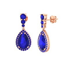 Nil Damlası Küpe - Lab safir 14 ayar rose altın küpe #a24sxz