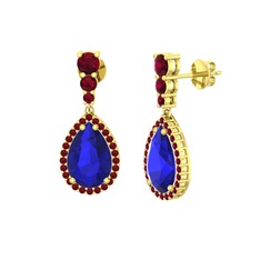 Nil Damlası Küpe - Lab safir ve kök yakut 14 ayar altın küpe #avx1i6