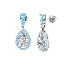 Swarovski ve akuamarin 925 ayar gümüş küpe
