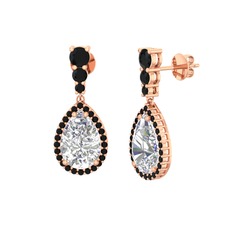 Swarovski ve siyah zirkon 925 ayar rose altın kaplama gümüş küpe