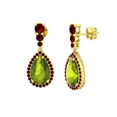 Peridot ve garnet 14 ayar altın küpe
