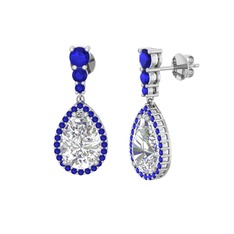 Nil Damlası Küpe - Swarovski ve lab safir 14 ayar beyaz altın küpe #ezb6uz