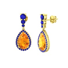 Sitrin ve lab safir 8 ayar altın küpe