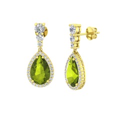 Peridot ve swarovski 925 ayar altın kaplama gümüş küpe