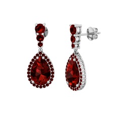 Garnet 18 ayar beyaz altın küpe