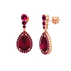 Nil Damlası Küpe - Kök yakut ve rodolit garnet 14 ayar rose altın küpe #hsdqe7