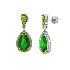 Nil Damlası Küpe - Yeşil kuvars ve peridot 925 ayar gümüş küpe #i2rx3e