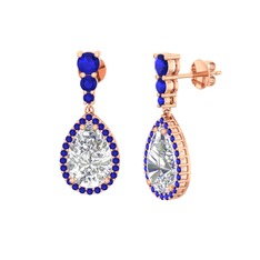 Nil Damlası Küpe - Swarovski ve lab safir 14 ayar rose altın küpe #il1fql