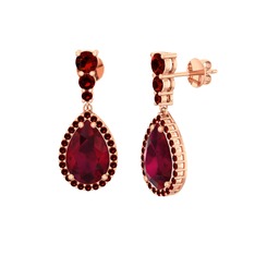 Nil Damlası Küpe - Kök yakut ve garnet 925 ayar rose altın kaplama gümüş küpe #ir6a92