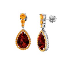 Garnet ve sitrin 925 ayar gümüş küpe
