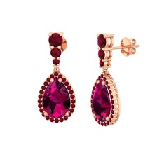 Nil Damlası Küpe - Rodolit garnet ve kök yakut 18 ayar rose altın küpe #j7bfd8