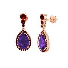 Nil Damlası Küpe - Ametist ve garnet 8 ayar rose altın küpe #jgmhqw