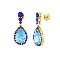 Nil Damlası Küpe - Akuamarin ve lab safir 925 ayar altın kaplama gümüş küpe #jlm3lf