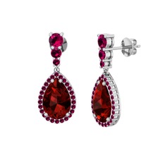Nil Damlası Küpe - Garnet ve rodolit garnet 8 ayar beyaz altın küpe #jmvlcr