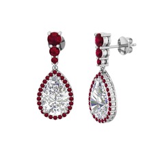 Nil Damlası Küpe - Swarovski ve kök yakut 18 ayar beyaz altın küpe #k14yan