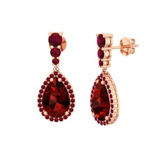 Nil Damlası Küpe - Garnet ve kök yakut 18 ayar rose altın küpe #kltyrn