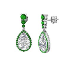 Nil Damlası Küpe - Swarovski ve yeşil kuvars 18 ayar beyaz altın küpe #l3gdu