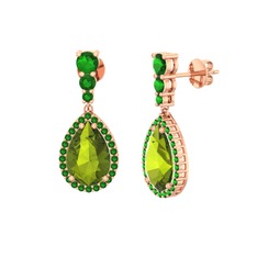 Nil Damlası Küpe - Peridot ve yeşil kuvars 18 ayar rose altın küpe #lu77z