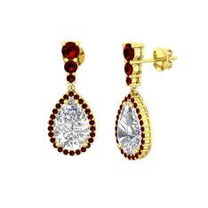 Nil Damlası Küpe - Swarovski ve garnet 14 ayar altın küpe #mgvu19