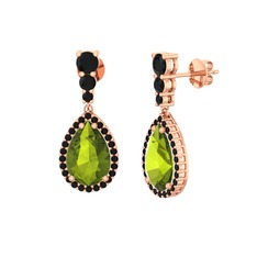 Nil Damlası Küpe - Peridot ve siyah zirkon 18 ayar rose altın küpe #o1kb6a