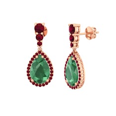 Nil Damlası Küpe - Kök zümrüt ve kök yakut 925 ayar rose altın kaplama gümüş küpe #o3whu4