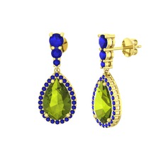Nil Damlası Küpe - Peridot ve lab safir 8 ayar altın küpe #o7iq0i