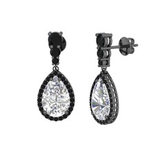 Nil Damlası Küpe - Swarovski ve siyah zirkon 925 ayar siyah rodyum kaplama gümüş küpe #oi4h0d