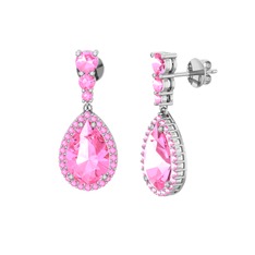 Nil Damlası Küpe - Pembe kuvars 8 ayar beyaz altın küpe #ownzbc