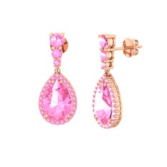 Pembe kuvars 14 ayar rose altın küpe